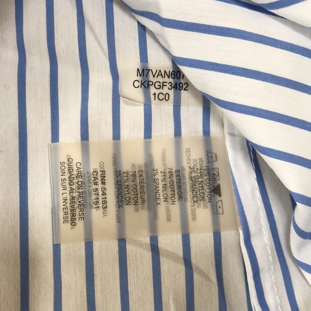 Calvin Klein white /blue striped lace up top . - Picture 6 of 8